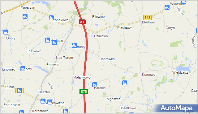 mapa Dąbrówka gmina Płużnica, Dąbrówka gmina Płużnica na mapie Targeo