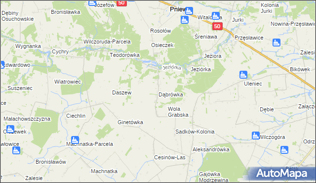 mapa Dąbrówka gmina Pniewy, Dąbrówka gmina Pniewy na mapie Targeo