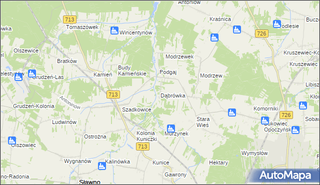 mapa Dąbrówka gmina Sławno, Dąbrówka gmina Sławno na mapie Targeo