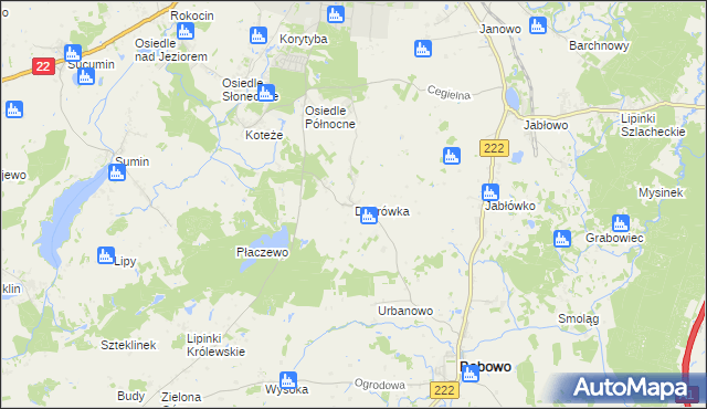 mapa Dąbrówka gmina Starogard Gdański, Dąbrówka gmina Starogard Gdański na mapie Targeo