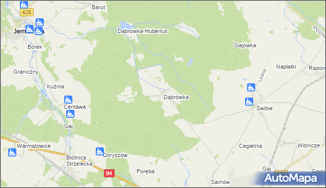 mapa Dąbrówka gmina Wielowieś, Dąbrówka gmina Wielowieś na mapie Targeo