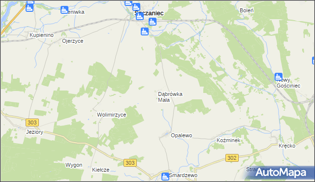 mapa Dąbrówka Mała gmina Szczaniec, Dąbrówka Mała gmina Szczaniec na mapie Targeo