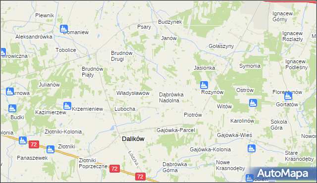 mapa Dąbrówka Nadolna, Dąbrówka Nadolna na mapie Targeo