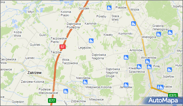 mapa Dąbrówka Nagórna, Dąbrówka Nagórna na mapie Targeo