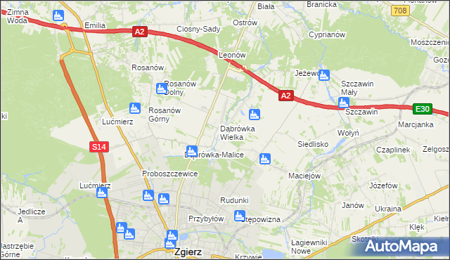 mapa Dąbrówka-Strumiany, Dąbrówka-Strumiany na mapie Targeo