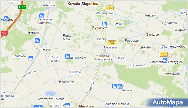 mapa Dąbrówka Warszawska, Dąbrówka Warszawska na mapie Targeo