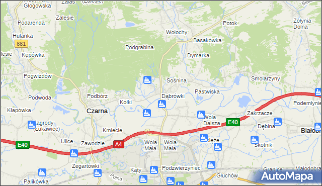 mapa Dąbrówki gmina Czarna, Dąbrówki gmina Czarna na mapie Targeo