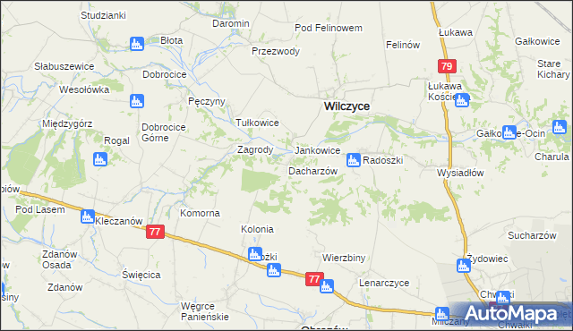 mapa Dacharzów, Dacharzów na mapie Targeo