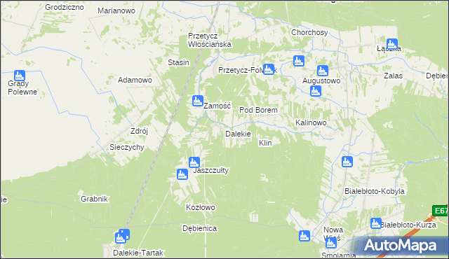 mapa Dalekie gmina Długosiodło, Dalekie gmina Długosiodło na mapie Targeo