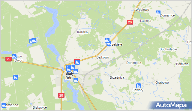 mapa Dalkowo gmina Biały Bór, Dalkowo gmina Biały Bór na mapie Targeo