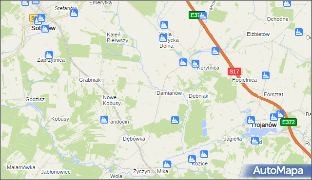 mapa Damianów, Damianów na mapie Targeo