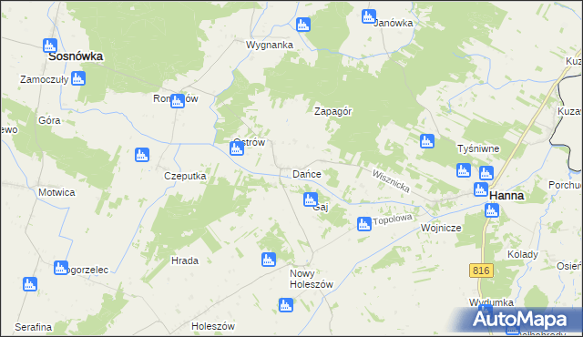 mapa Dańce, Dańce na mapie Targeo