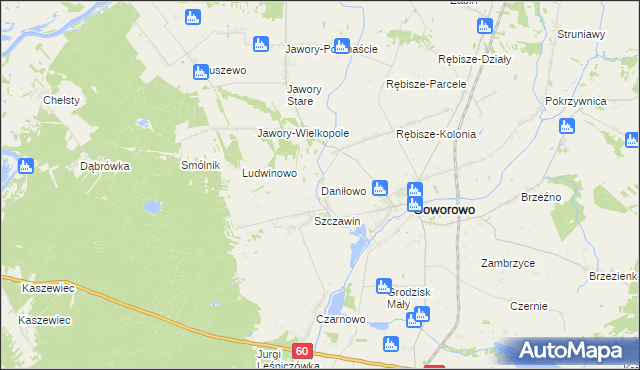 mapa Daniłowo gmina Goworowo, Daniłowo gmina Goworowo na mapie Targeo