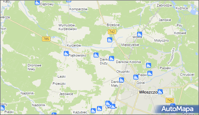 mapa Danków Duży, Danków Duży na mapie Targeo