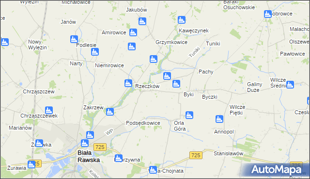 mapa Dańków gmina Biała Rawska, Dańków gmina Biała Rawska na mapie Targeo