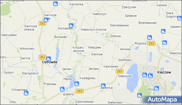 mapa Danków gmina Kleczew, Danków gmina Kleczew na mapie Targeo