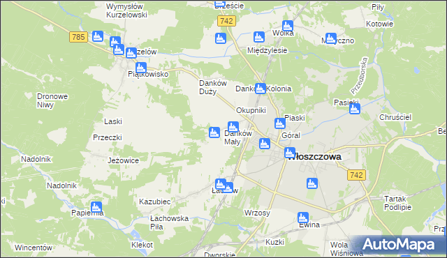 mapa Danków Mały, Danków Mały na mapie Targeo