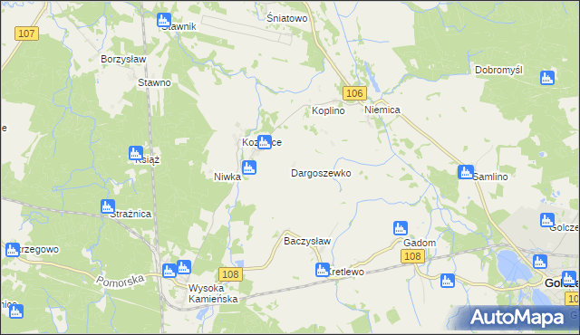 mapa Dargoszewko, Dargoszewko na mapie Targeo