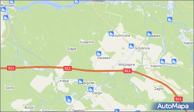 mapa Darżewo gmina Bobolice, Darżewo gmina Bobolice na mapie Targeo