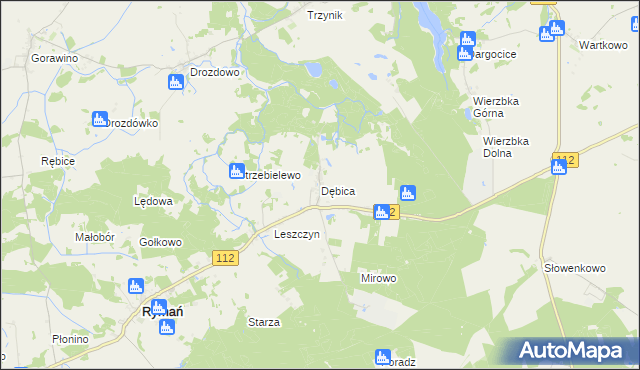 mapa Dębica gmina Rymań, Dębica gmina Rymań na mapie Targeo