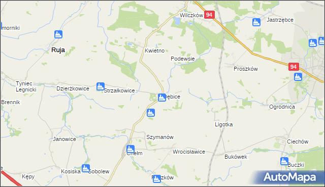 mapa Dębice gmina Malczyce, Dębice gmina Malczyce na mapie Targeo