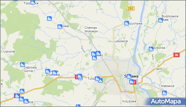 mapa Dębiec gmina Ścinawa, Dębiec gmina Ścinawa na mapie Targeo