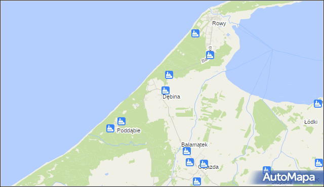 mapa Dębina gmina Ustka, Dębina gmina Ustka na mapie Targeo