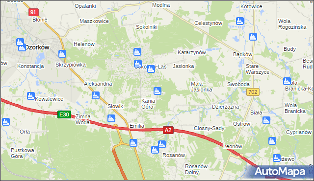 mapa Dębniak gmina Zgierz, Dębniak gmina Zgierz na mapie Targeo