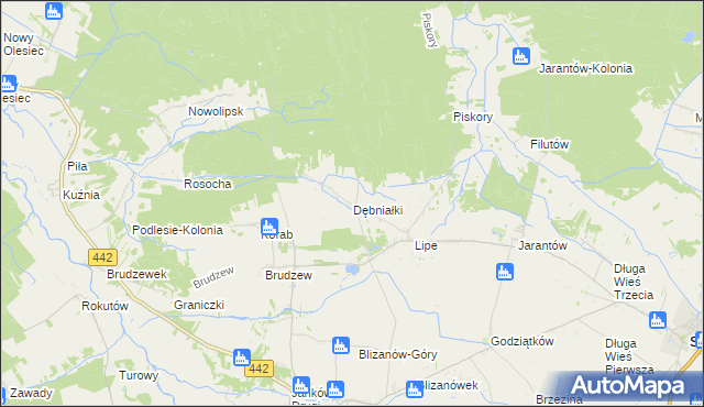 mapa Dębniałki gmina Blizanów, Dębniałki gmina Blizanów na mapie Targeo