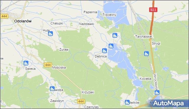 mapa Dębnica gmina Przygodzice, Dębnica gmina Przygodzice na mapie Targeo