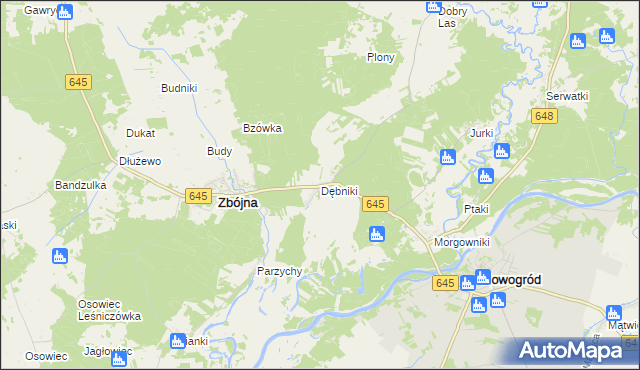 mapa Dębniki gmina Zbójna, Dębniki gmina Zbójna na mapie Targeo