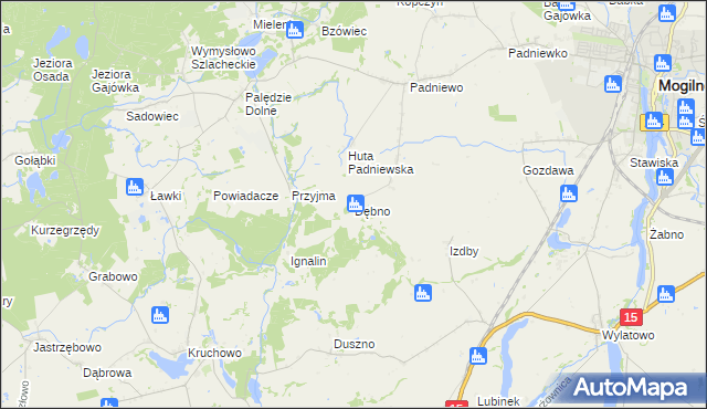 mapa Dębno gmina Mogilno, Dębno gmina Mogilno na mapie Targeo