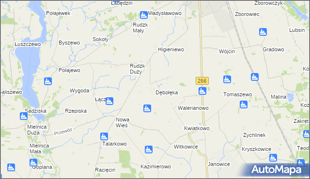 mapa Dębołęka gmina Piotrków Kujawski, Dębołęka gmina Piotrków Kujawski na mapie Targeo