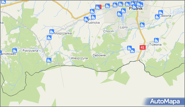 mapa Dębowiec gmina Prudnik, Dębowiec gmina Prudnik na mapie Targeo