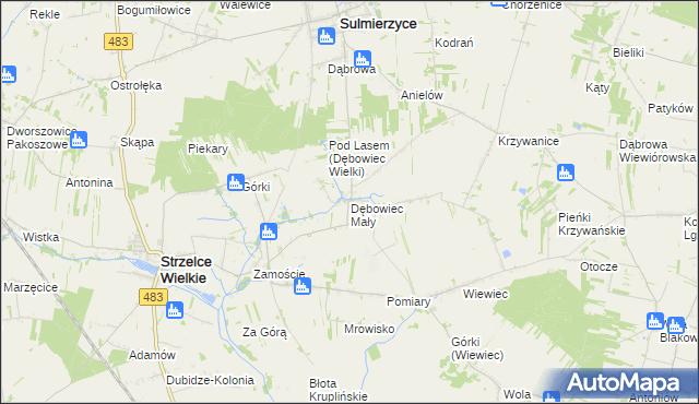 mapa Dębowiec Mały, Dębowiec Mały na mapie Targeo