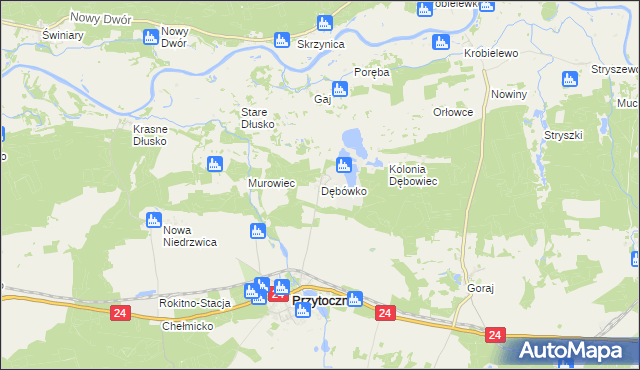 mapa Dębówko gmina Przytoczna, Dębówko gmina Przytoczna na mapie Targeo