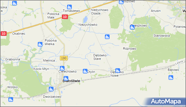 mapa Dębówko Stare, Dębówko Stare na mapie Targeo