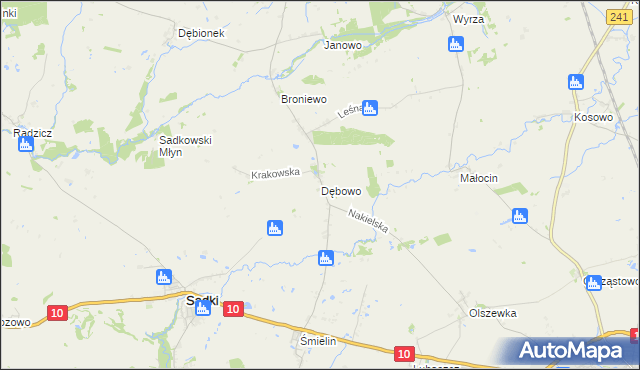 mapa Dębowo gmina Sadki, Dębowo gmina Sadki na mapie Targeo