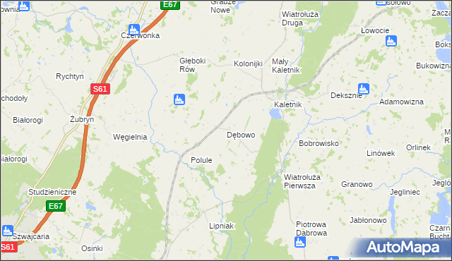 mapa Dębowo gmina Szypliszki, Dębowo gmina Szypliszki na mapie Targeo