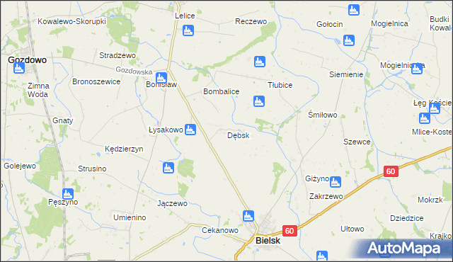 mapa Dębsk gmina Bielsk, Dębsk gmina Bielsk na mapie Targeo