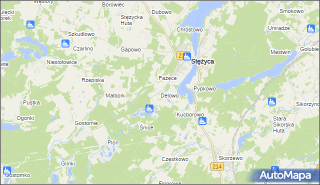 mapa Delowo, Delowo na mapie Targeo