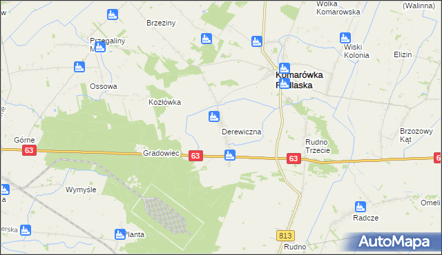 mapa Derewiczna, Derewiczna na mapie Targeo