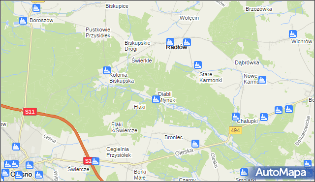 mapa Diabli Młynek, Diabli Młynek na mapie Targeo