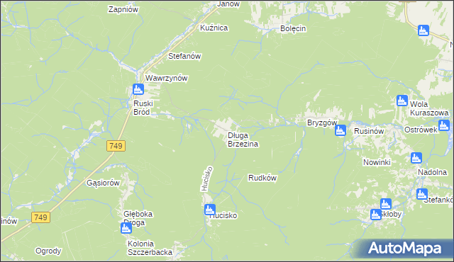 mapa Długa Brzezina, Długa Brzezina na mapie Targeo