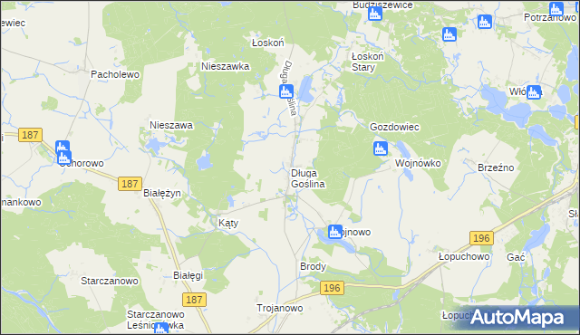 mapa Długa Goślina, Długa Goślina na mapie Targeo