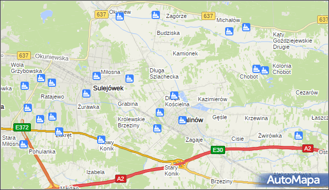 mapa Długa Kościelna, Długa Kościelna na mapie Targeo