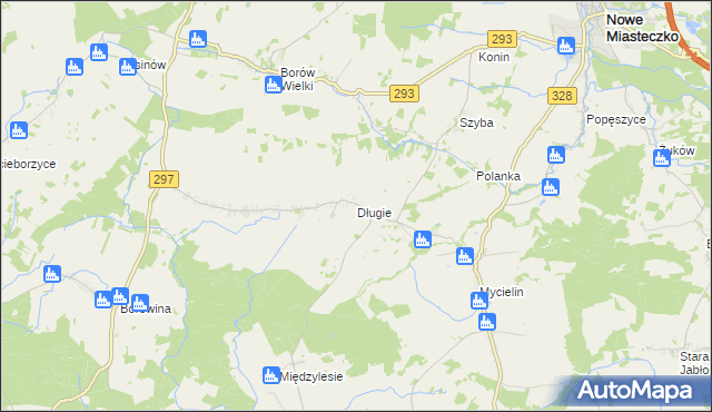 mapa Długie gmina Szprotawa, Długie gmina Szprotawa na mapie Targeo