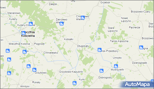 mapa Długokąty gmina Wieczfnia Kościelna, Długokąty gmina Wieczfnia Kościelna na mapie Targeo