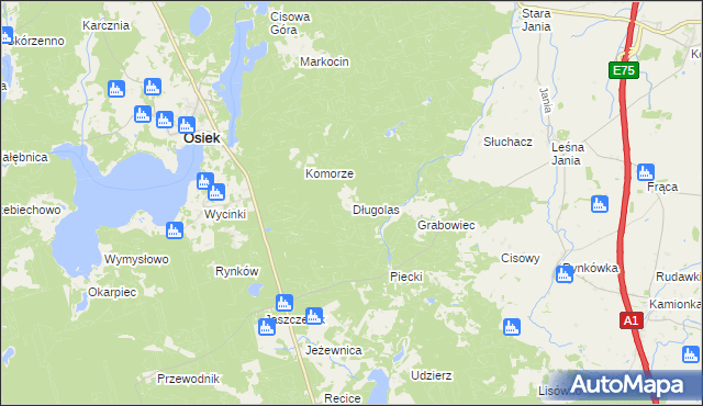 mapa Długolas, Długolas na mapie Targeo