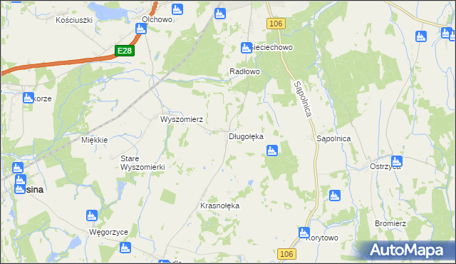 mapa Długołęka gmina Nowogard, Długołęka gmina Nowogard na mapie Targeo